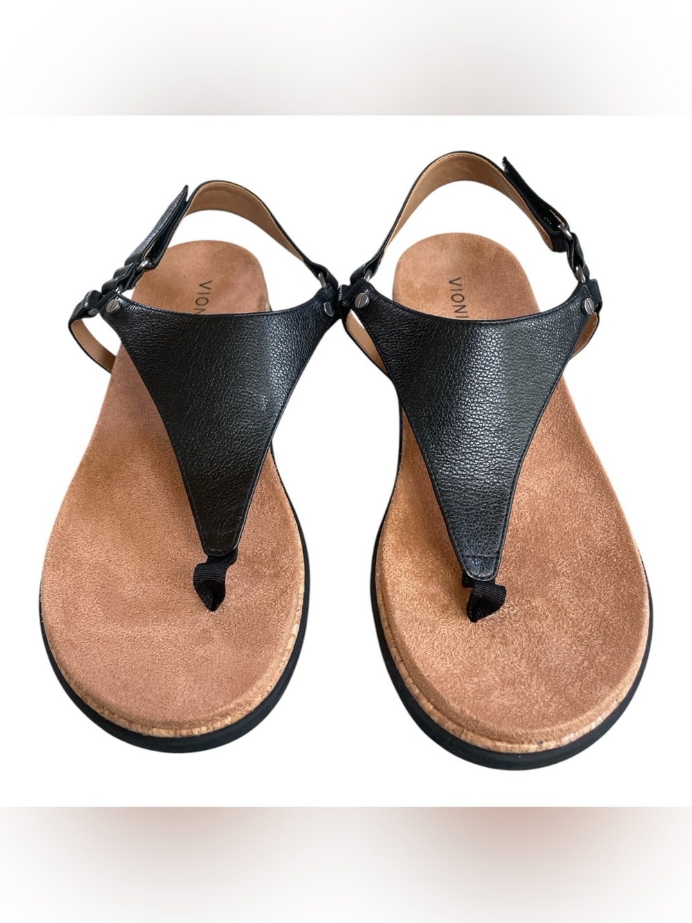 Vionic Kirra II Black Leather Comfort Thong Slingback Sandals Women's Size 12 - Picture 3 of 6